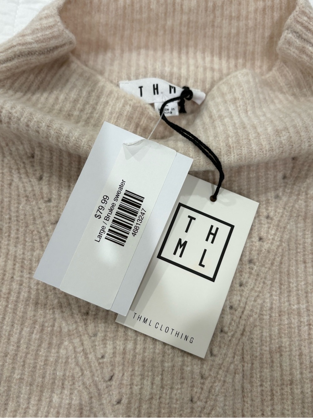 THML Tan Ribbed Mock Turtle Neck Sweater - Picture 6 of 10